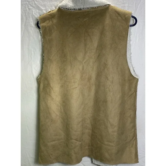Lincoln Outfitters Woman's Vest One Size Beige Faux Suede Soft Lined Sleeveless - Picture 6 of 8